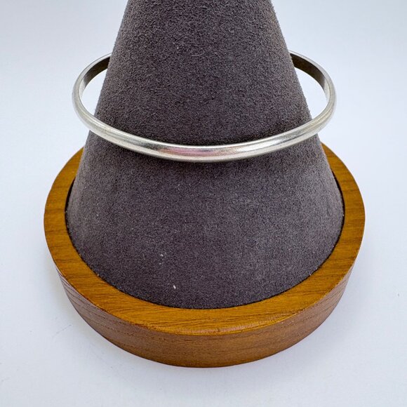 VTG Sterling Silver 925 Thin Half Round Open Cuff Bracelet Size 7.5" Fit - Picture 1 of 9